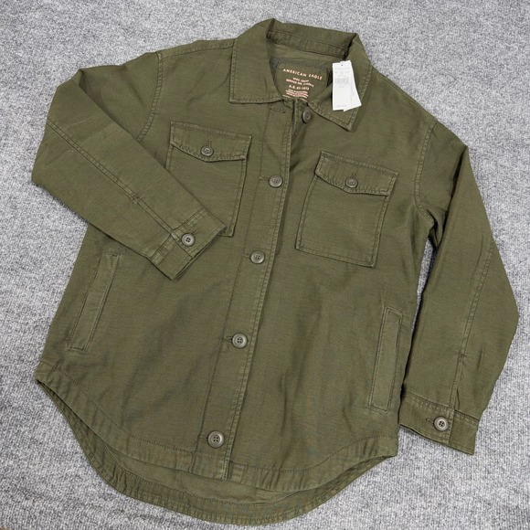 American Eagle Outfitters Jackets & Blazers - American Eagle Outfitters Shacket Women Small Olive Cotton Military Button Front